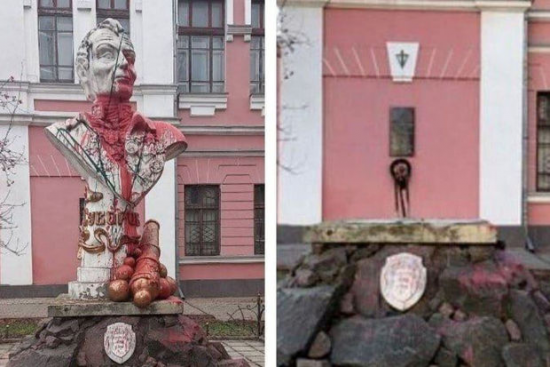 Ukraynada Suvorovun başıbəlalı heykəlini yığışdırıblar
