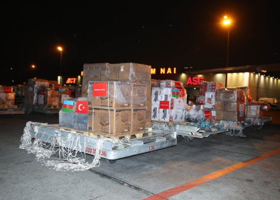Mehriban Əliyevanın göstərişi ilə daha bir yardım təyyarəsi Türkiyəyə yola düşdü