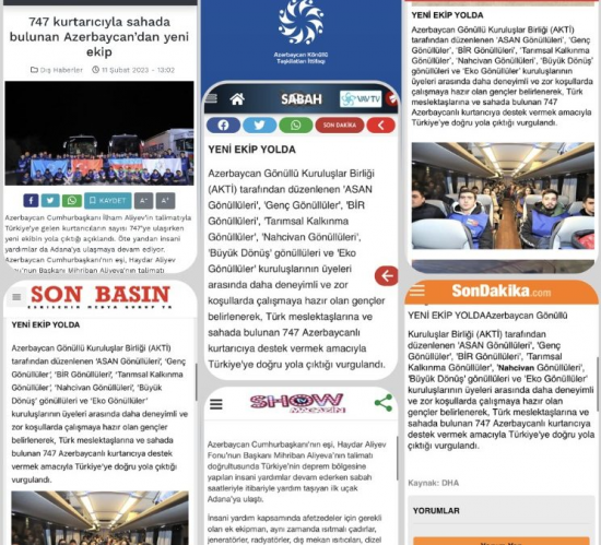 YARDIMA GEDƏN KÖNÜLLÜLƏR TÜRKİYƏ MEDİASINDA