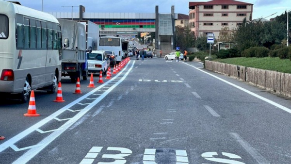 Bakı-Sumqayıt yolunda avtobus zolağı çəkilir
