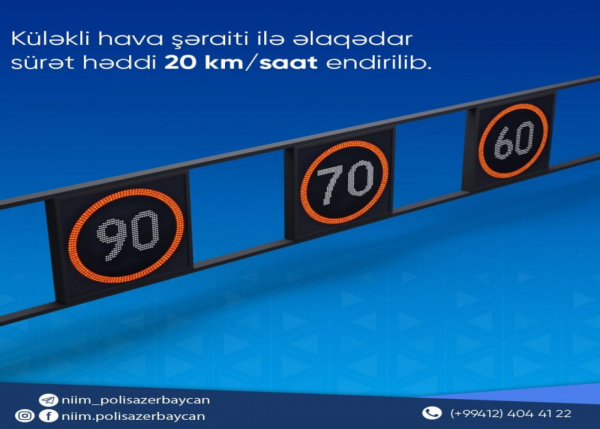 Bu yolda sürət həddi azaldıldı