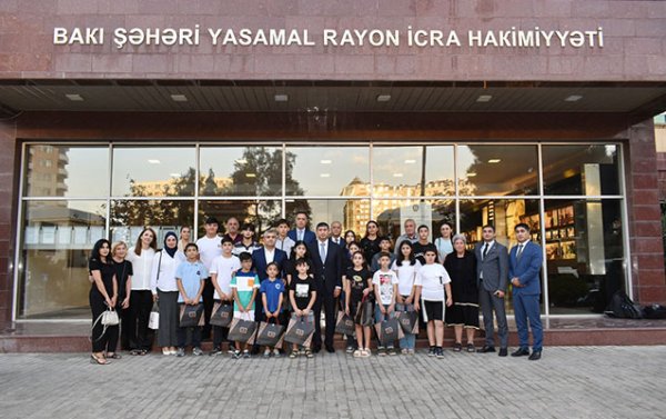 Yasamalda şəhid övladları ilə görüş